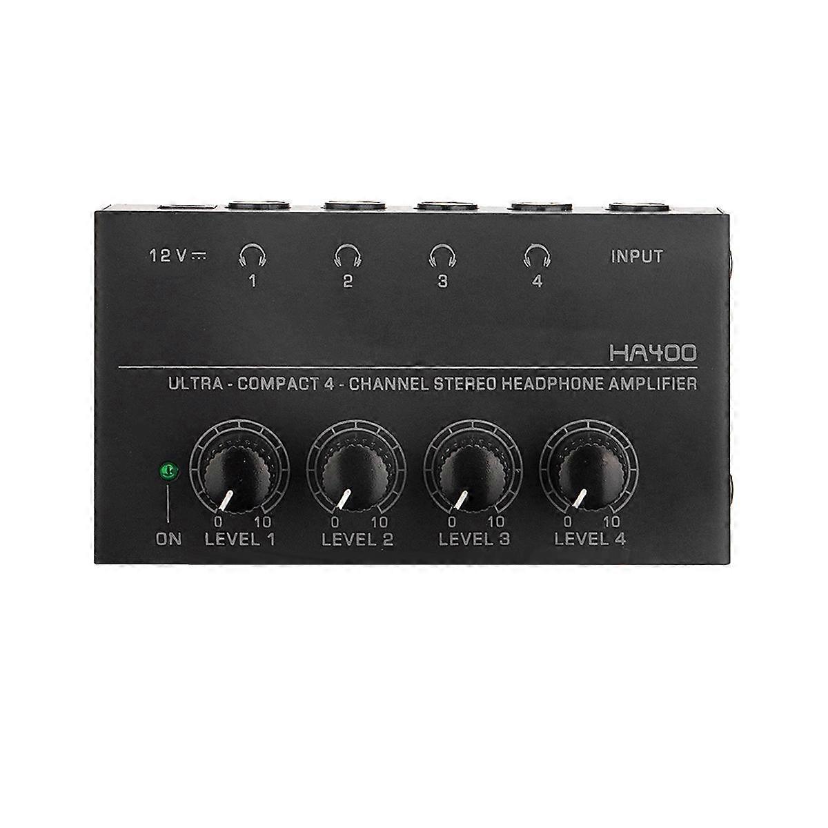 HA400 Headphone Amplifier 4-Way Monitor Headphone Amplifier Headphone Monitor Amplifier with UK Plu