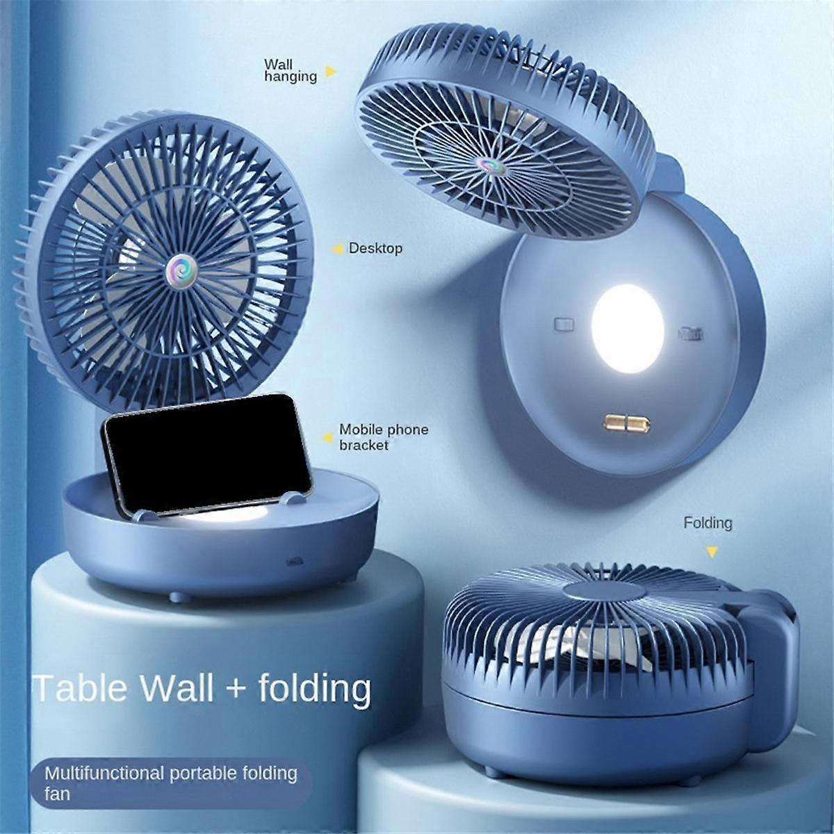Wall Mounted Fan USB Charging Folding Small Fan Ultra Quiet 3 Speeds Light, Portable Air Circulator