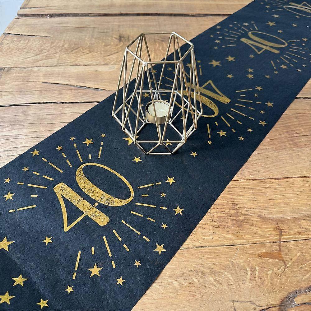 Gold Metallic Sparkling Age 40 Table Runner