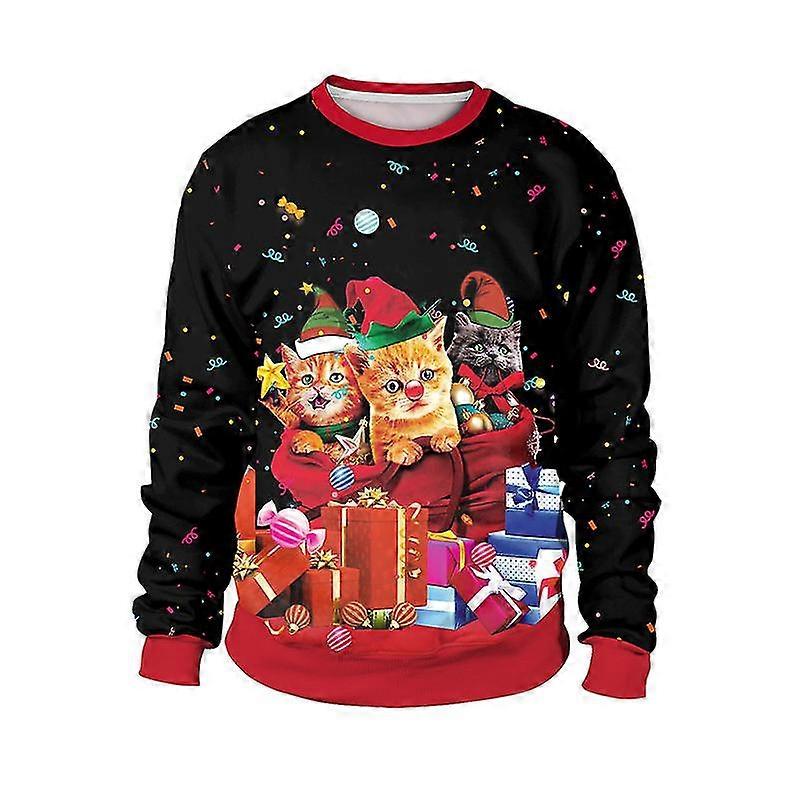 Män Kvinnor Roliga Fula Jultröjor 3d Digital Printed Grafisk Långärmad Tröja Skjortor