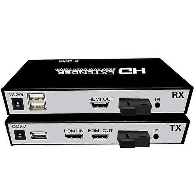 20Km HDMI Fiber Optic USB KVM Extender Video Transmitter Receiver HDMI Loop Over SC Fiber Cable for PS4 PS5 DVD PC To TV Monitor