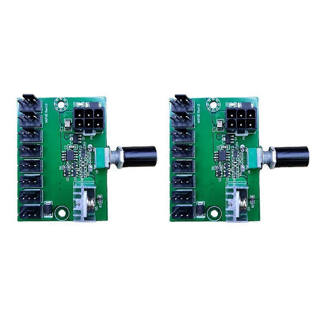 2 Pcs Computer Case 12V Miner Fan Speed Controller 8-Channel Fan Hub PWM High-Power Violent Fan Con