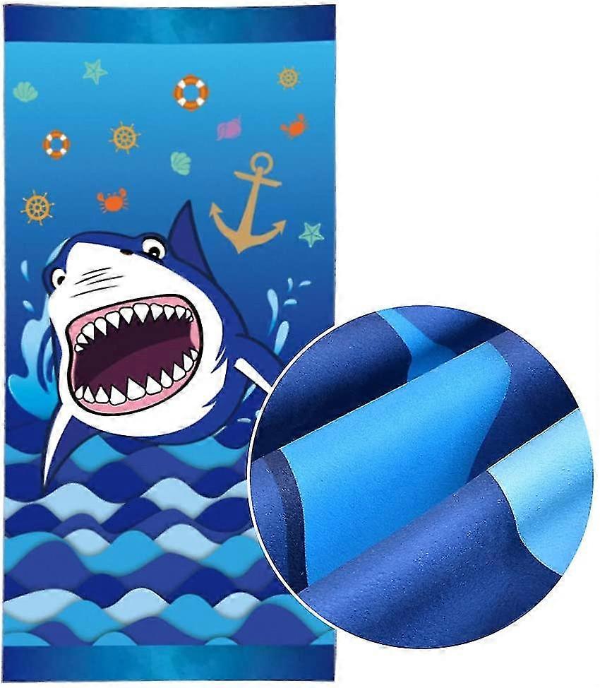 Shark Beach Towel - 76152cm Microfiber Blue Beach Blanket Sand Proof Quick Dry