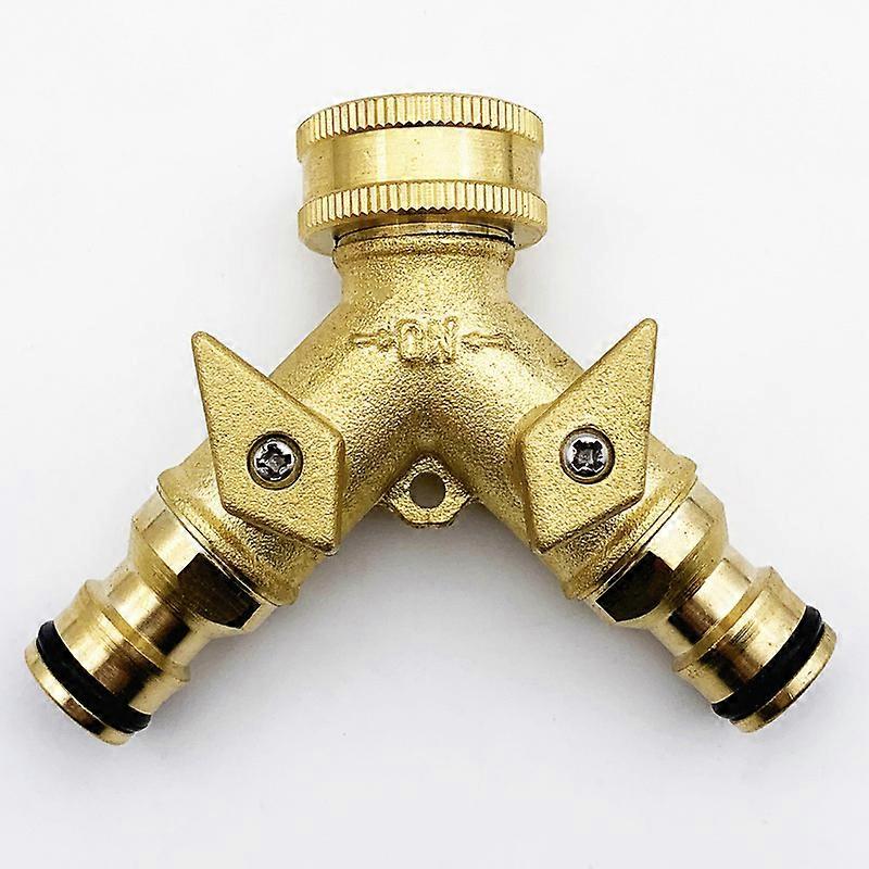 Conector de grifo de latón 2 salidas de válvula automáticas, dorado