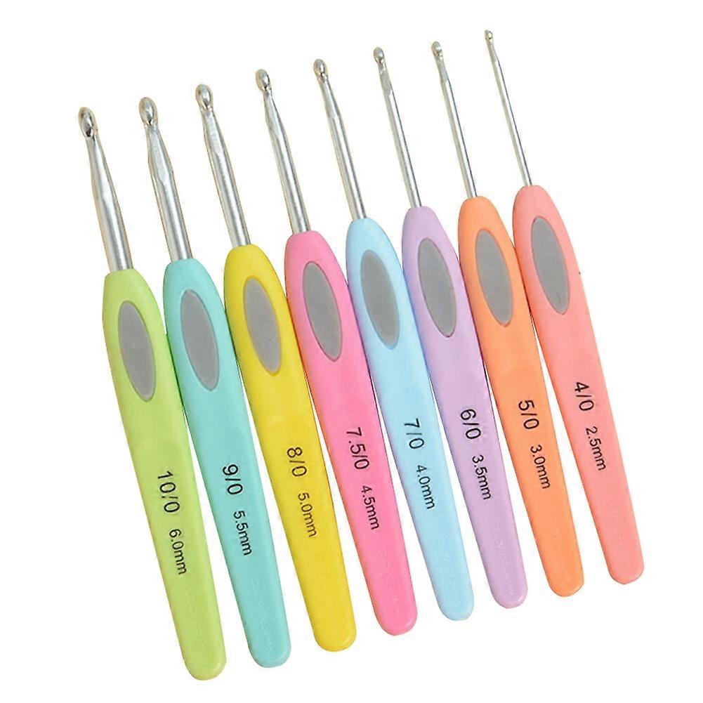 8Pcs Sweater Scarf DIY Crafts Crochet Hooks Plastic Handle Knitting Needles