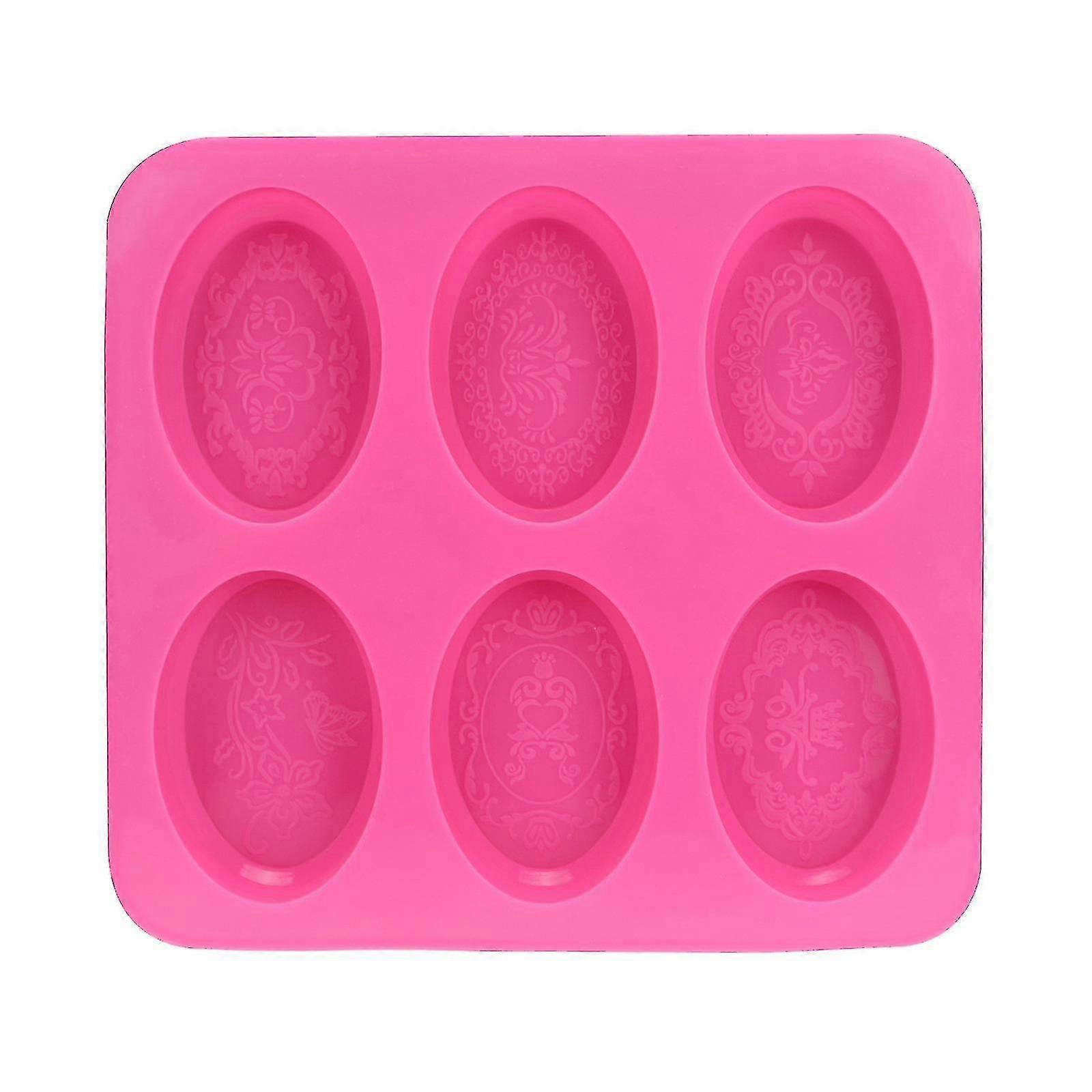 Six Continuous Oval Soap Molds, Silicone Soap Molds, Lace Pattern Molds
