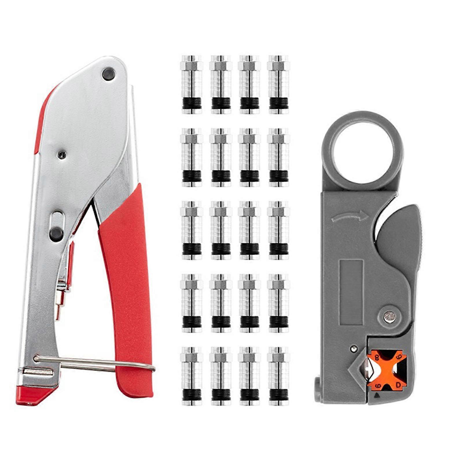 Compression Tool Cable Stripper Manual Coaxial Crimping Tool Set For RG59 RG6