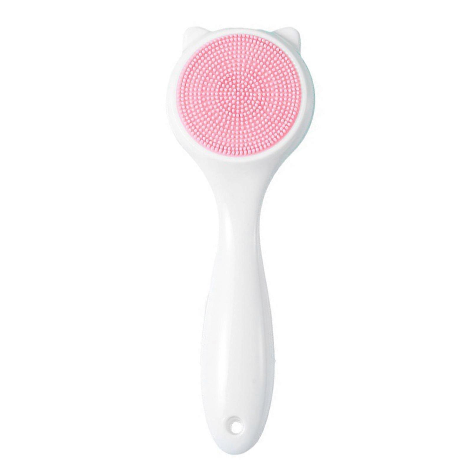 Face Cleansing Brush Cat Ear Shape Silicone Handle Flexible Bristles Quick Foaming Pore Cleaning Portable Women Face Massage Scrubber