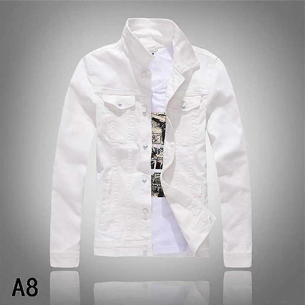 Yeni Moda Erkekler Denim Ceket Kovboy Beyaz Kot Ceket Erkekler Rahat Slim Fit Kot Ceket Pamuklu Mont Dış Giyim Erkek Giyim
