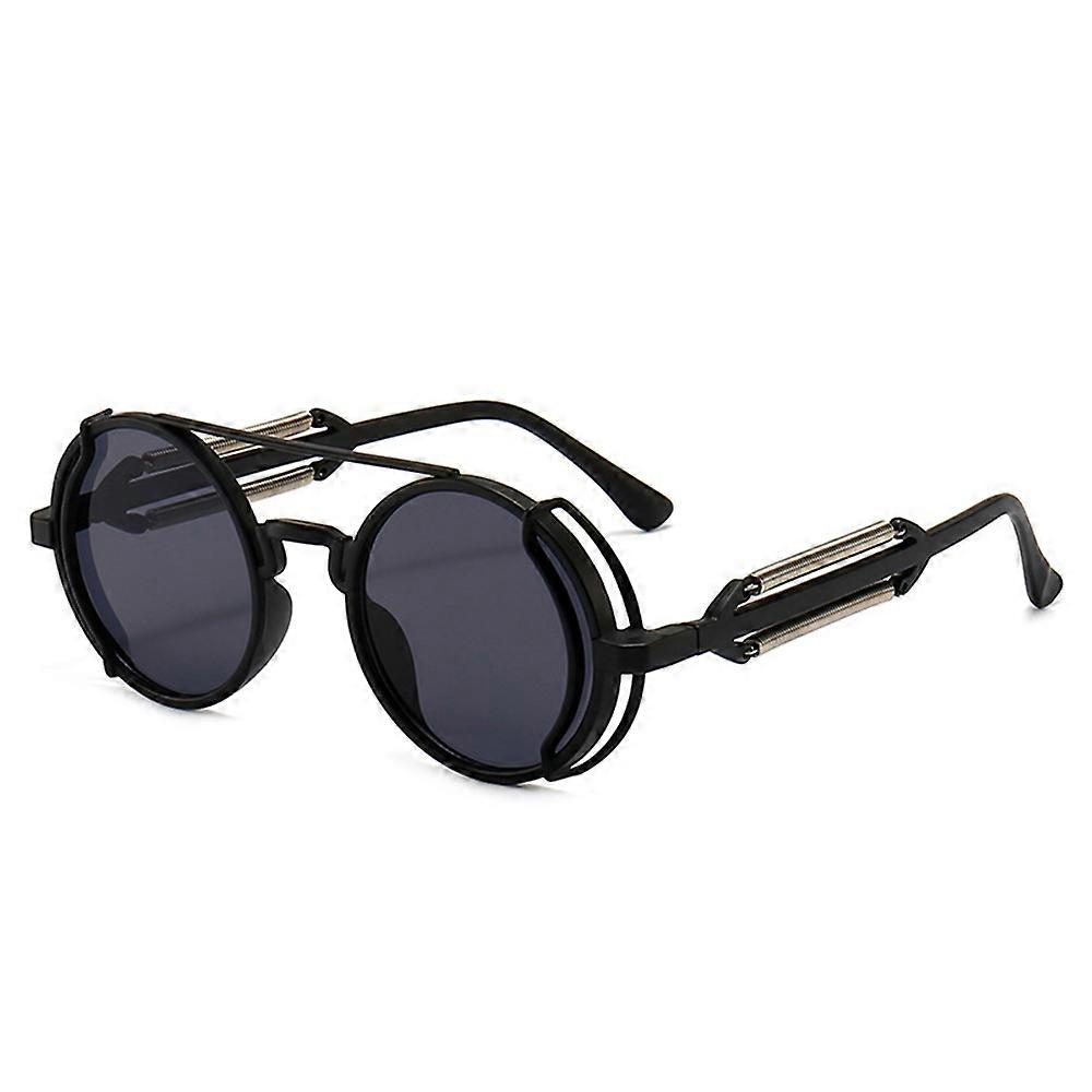 Women Men Retro Gothic Steampunk Sunglasses Round Metal Frame Glasses