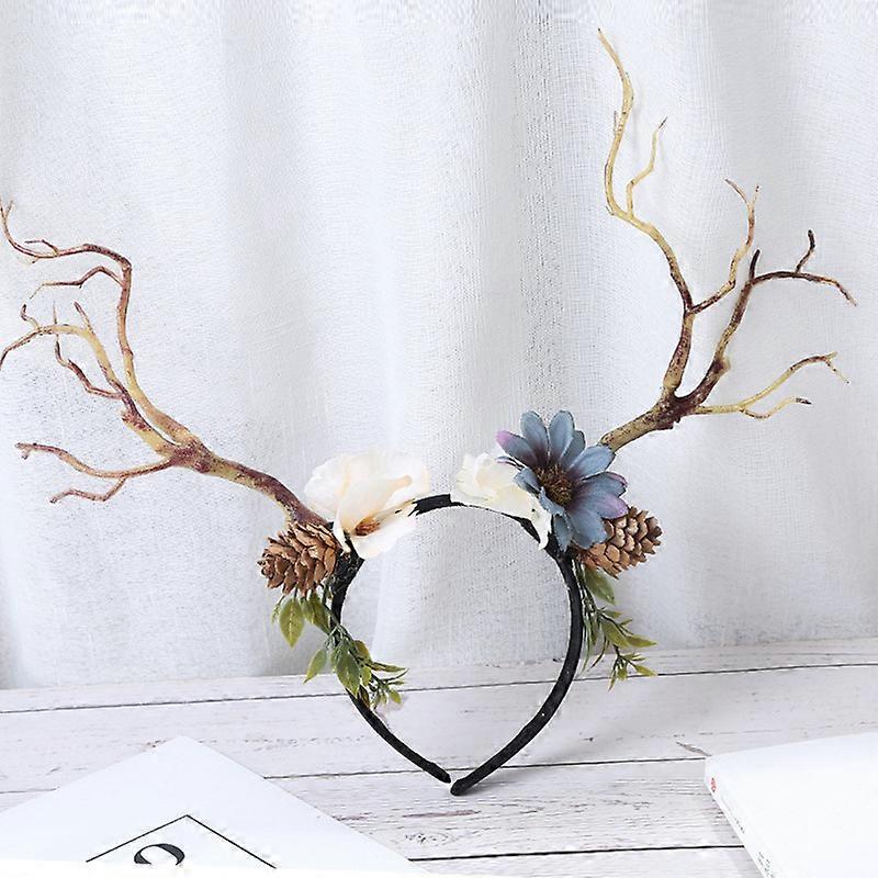 EVAGO Simulation butterfly flower decoration Women Floral Crown Boho Flower Headband Hair Wreath Floral Headpiece Halo with Ribbon Wedding Party Festi