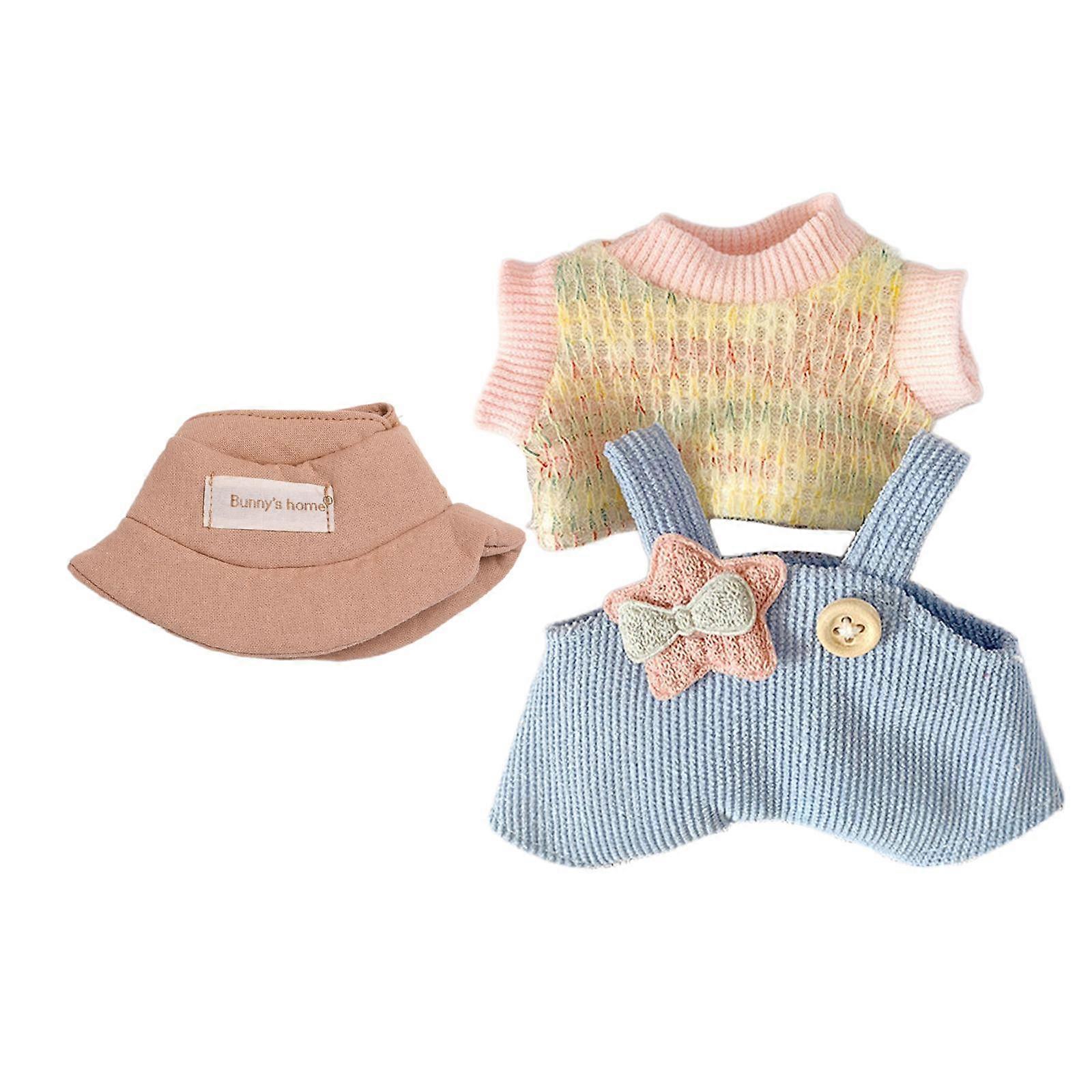 3 Stück Mini 6 Zoll Puppe Kleidung Set Hut für Anhänger Puppe Alter 5-7 8-10 Kinder Bunt T Anzug
