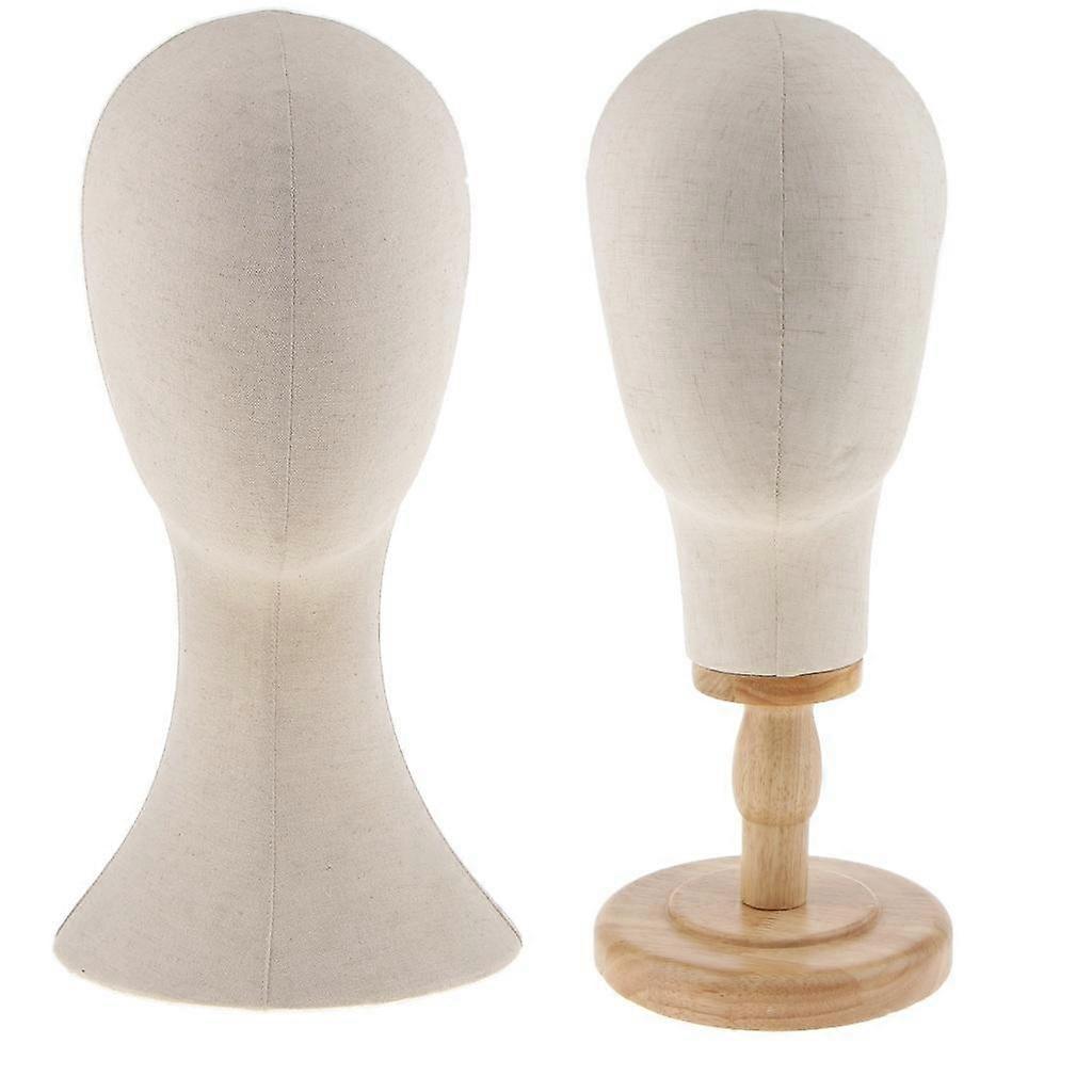 2x 21 '' 22 '' Haarperücken Erweiterung Herstellung Hüte Mützen Display Canvas Kork Block Mannequin Kopf Modell + Abnehmbarer Holzständer