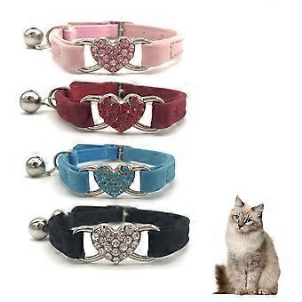 Collier pour chats avec cloche velours doux réglable convient à la plupart des chats 4pcs