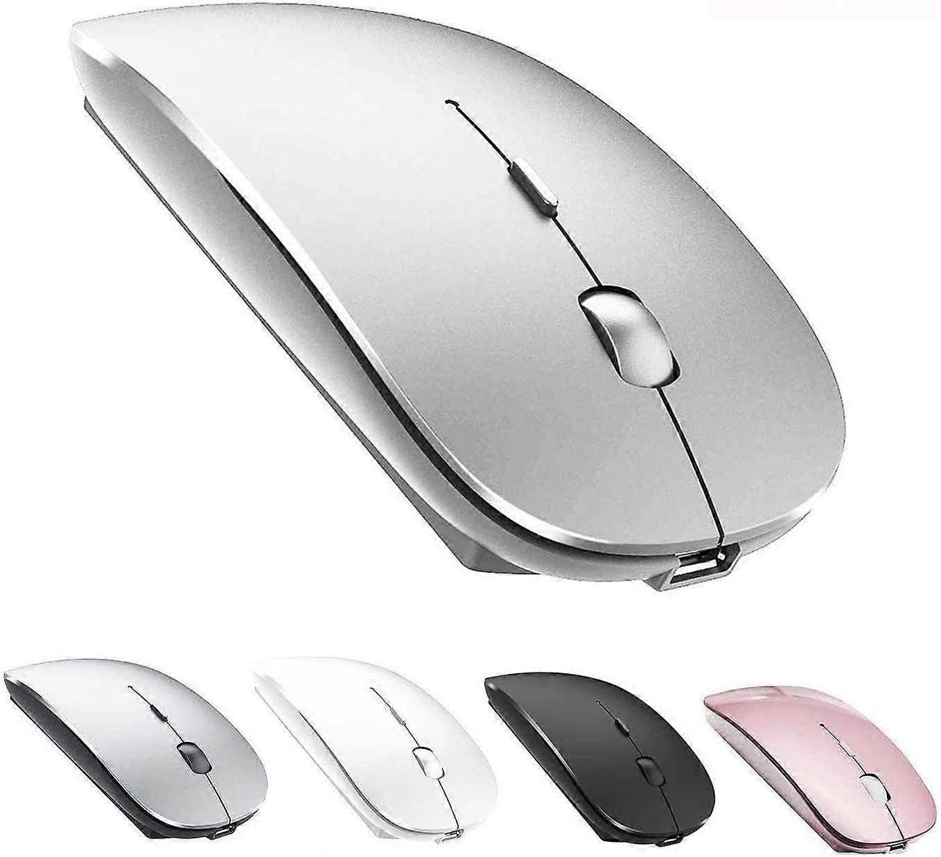 Bluetooth Mouse Rechargeable Wireless Mouse for MacBook Pro,Bluetooth Wireless Mouse for Laptop PC Computer (Silver)