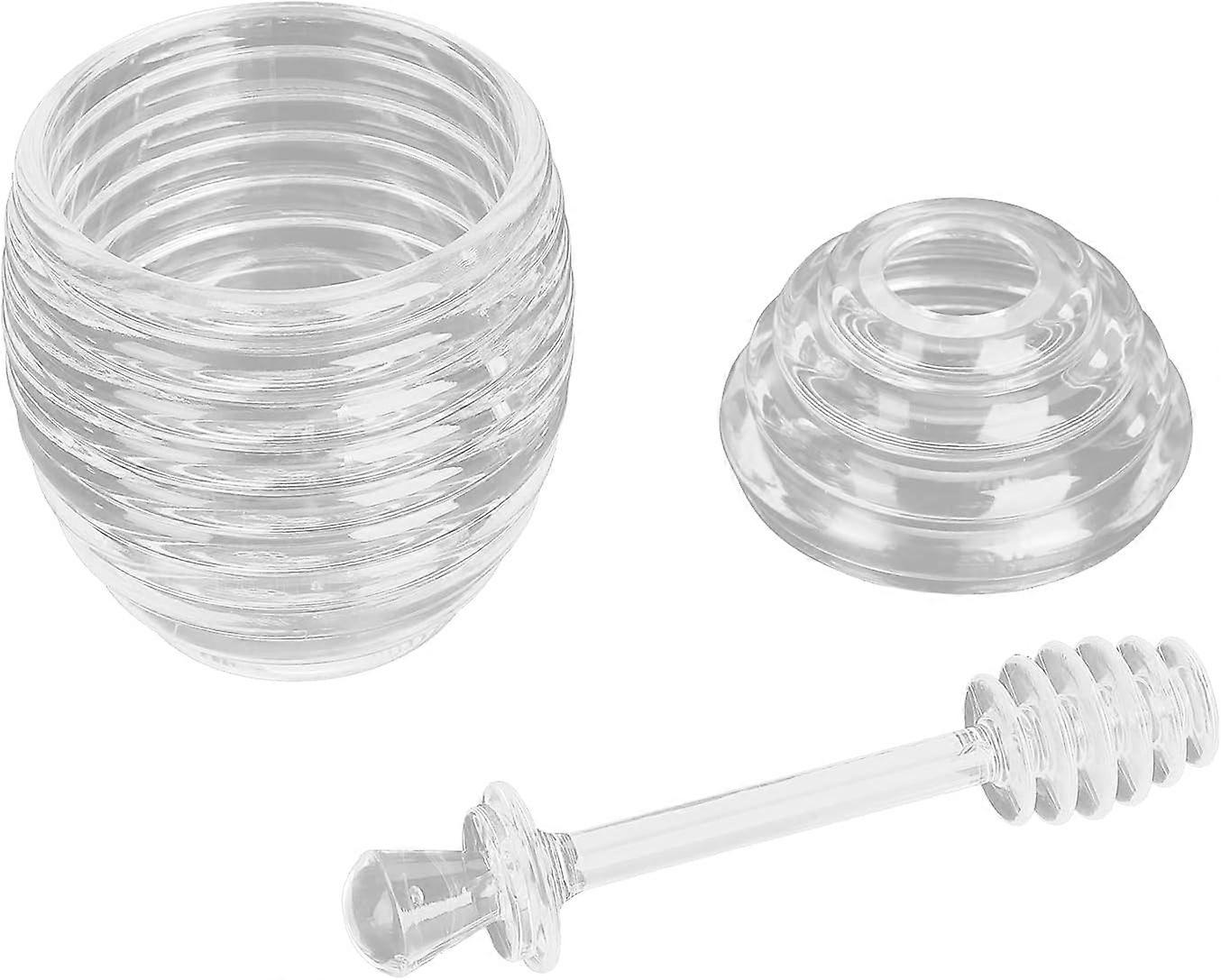 265ml Transparent Honey Pot with Dipper and Lid, Beehive Style Honey Dispenser for Home Kitchen Storage
