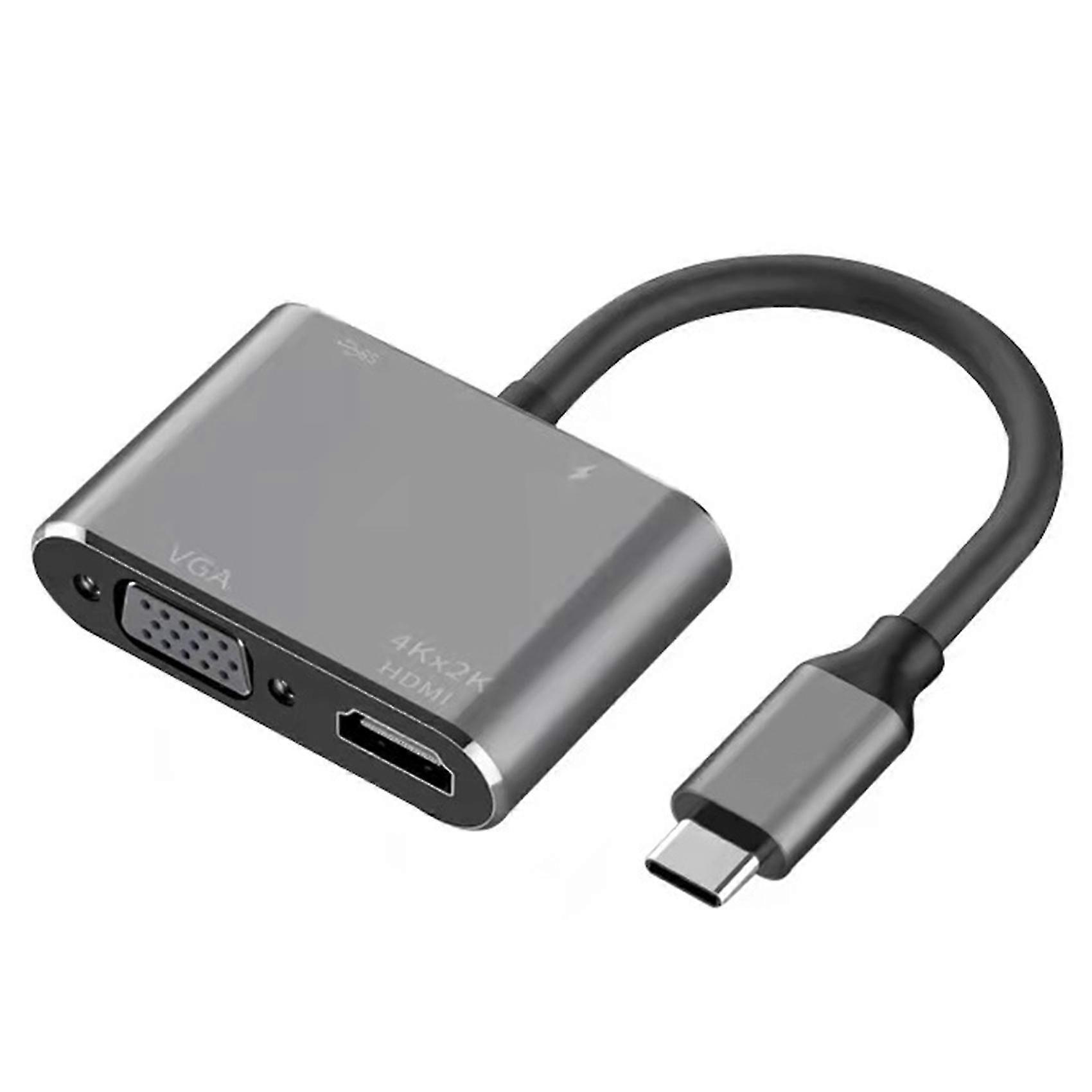 Usb C Hub, Usb C To -compatible + Vga + Usb 4-in-1 Converter, Support 4k Hd Output, For Pc Tv