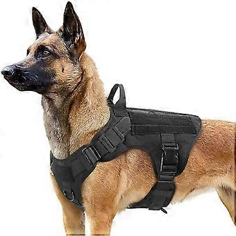 Arnês Táticos para Cães L Pretos, Coletes para Cães de Trabalho Militar, Arnês para Cães de Treinamento Militar Sem Tensão, com Clipes de Alça para Caminhadas e Caça