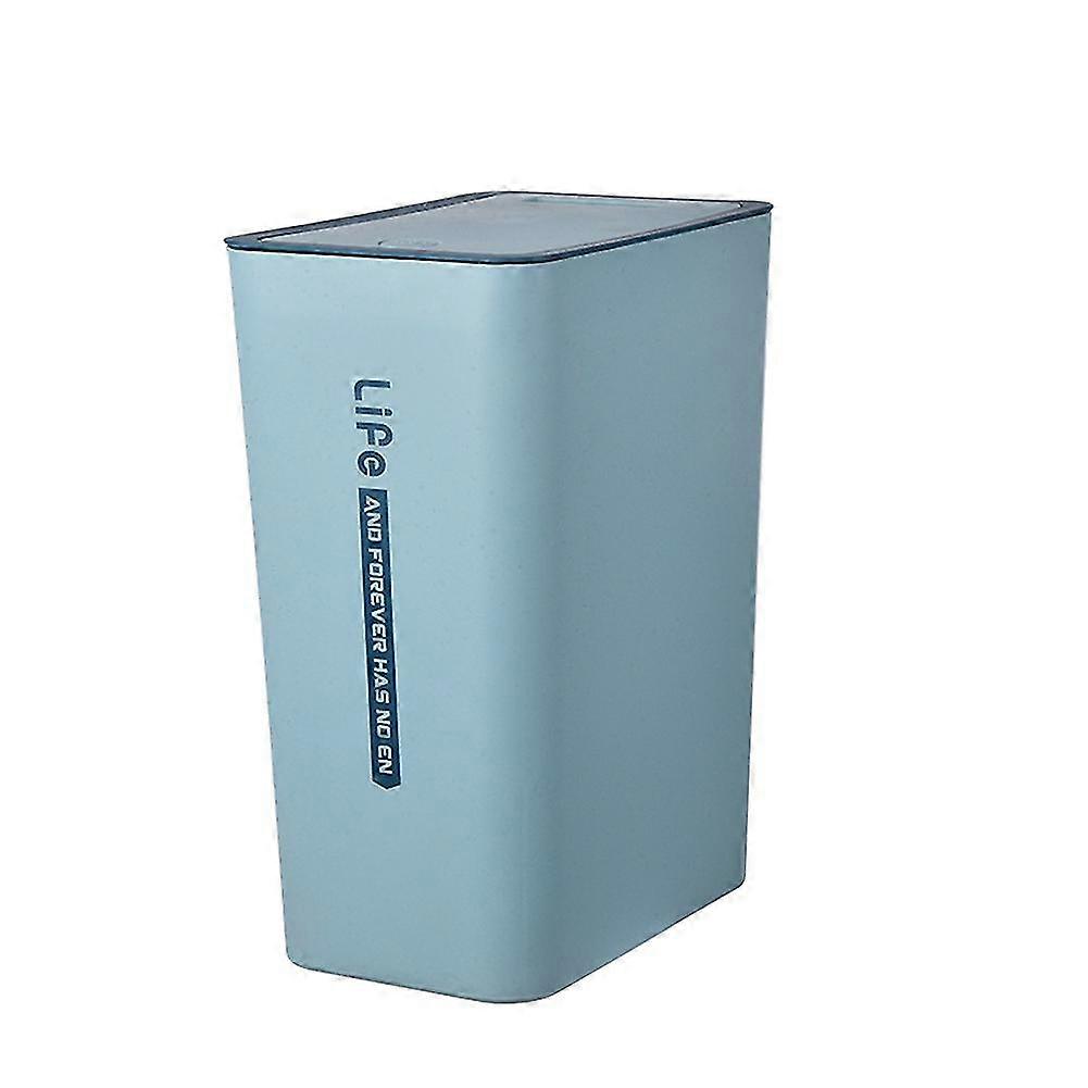 Household Simple And Hand-pressed Trash Can/kitchen Trash Can Light Blue