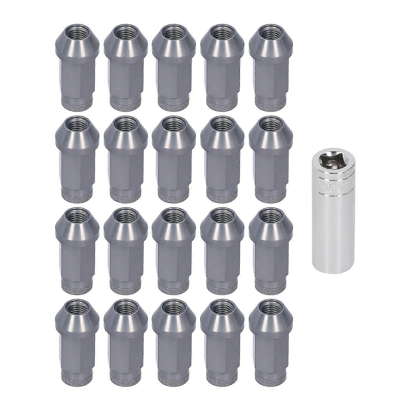 7075-T6 Aluminum 20pcs Wheel Lug Nuts M12x1.5 Thread Anti-Corrosion Locking Lug Nuts - Titanium Color, 2in Height