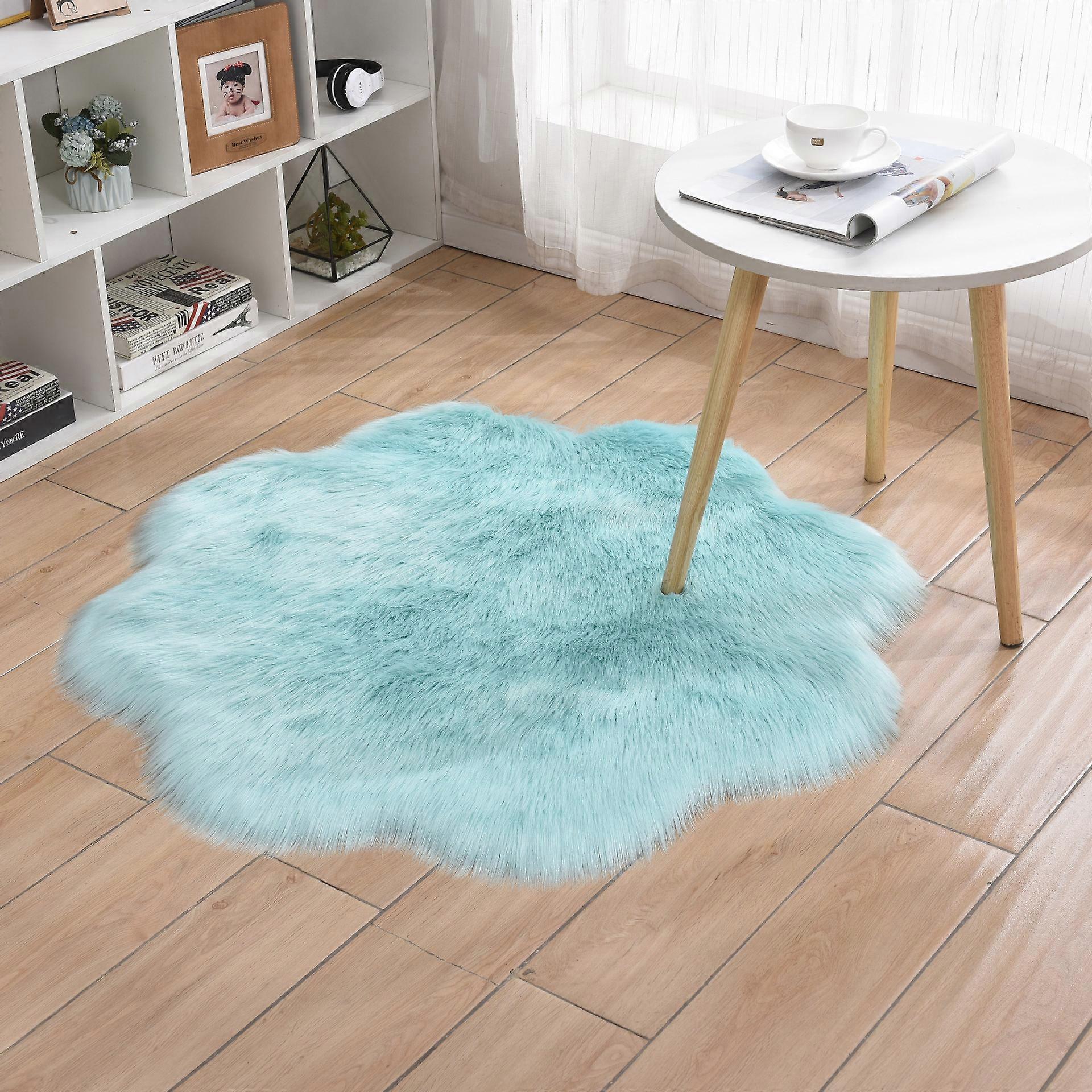 Flower Shape Fluffy Plush Rug Home Living Room Decoration Bedroom Side Rug