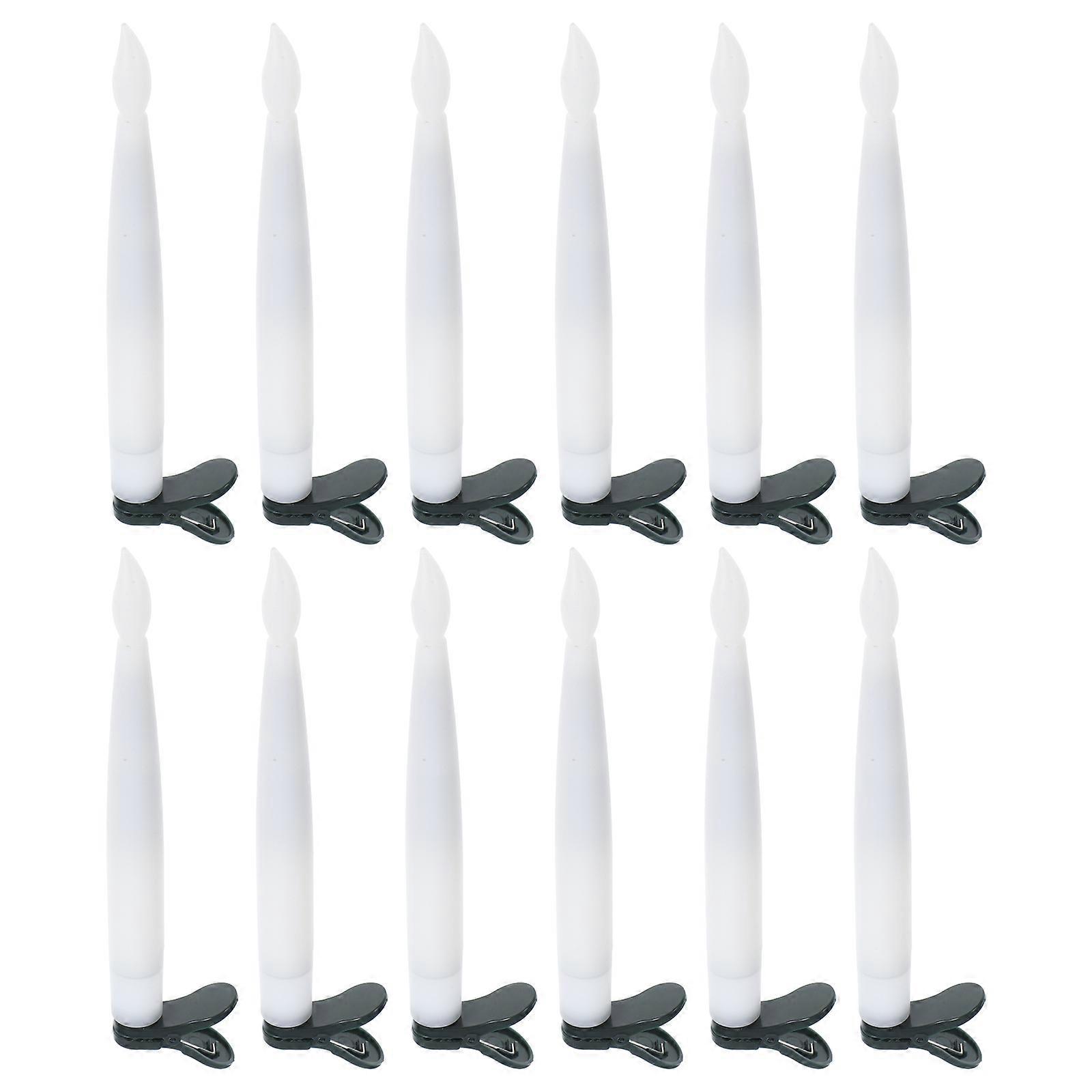 12 Sets Christmas Tree Candle Set with Warm White LED Lights, Clip-On Christmas Tree Candles for Holiday Seasonal Celebrations Decorations