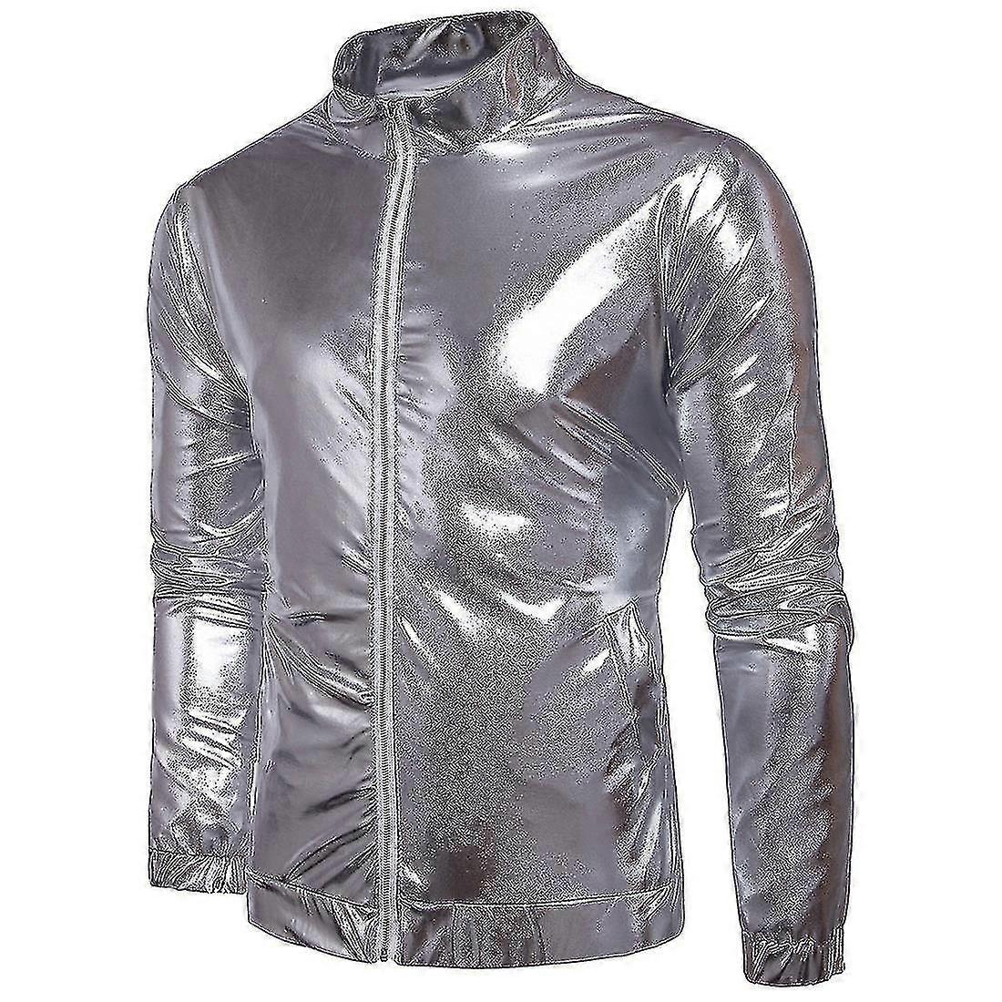 Top Jacket Uomo Oro E Argento Lucido Performance Vestiti Cosplay di Halloween