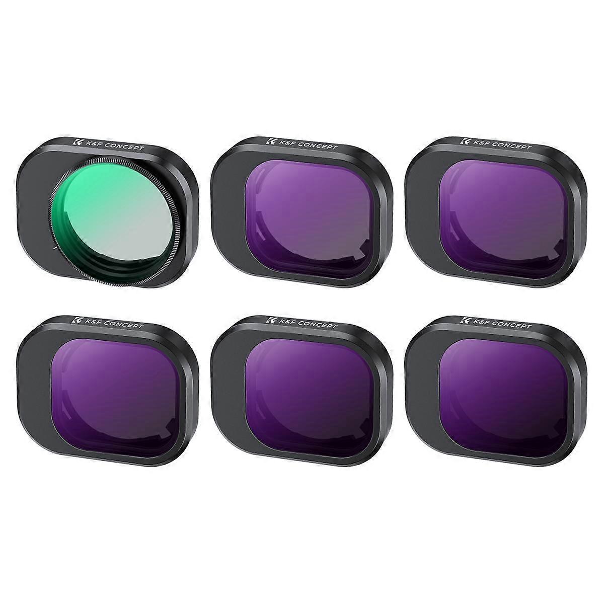 K&F Concept CPL&ND 6Pcs Lens Filter Kit for DJI Mini 4 Pro (CPL+ND8+ND16+ND32+ND64+ND128) Waterproof Anti-scratch 28 Multi-LayerRemote Control Toy Acc