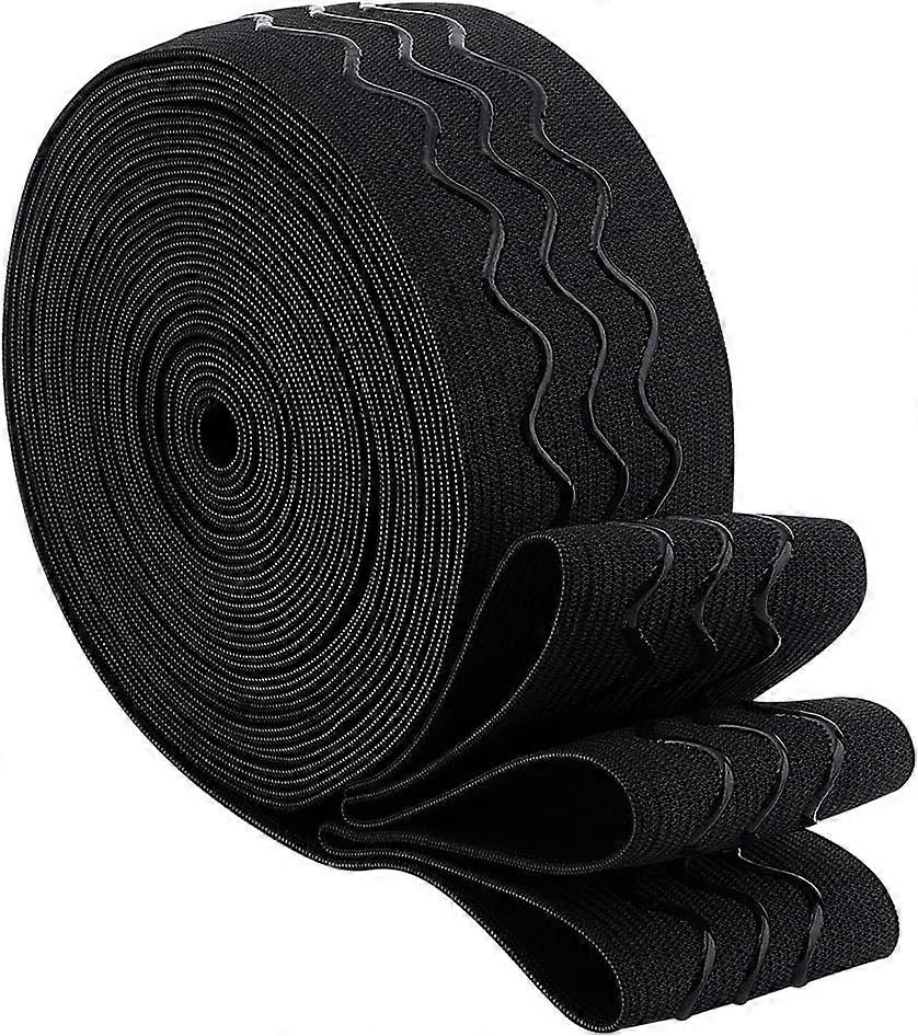 8 Yards Polyester Non Slip Knitted Elastic Cord Silicone Gripper Elastic Band for Clothing Sewing Flat Black 50mm