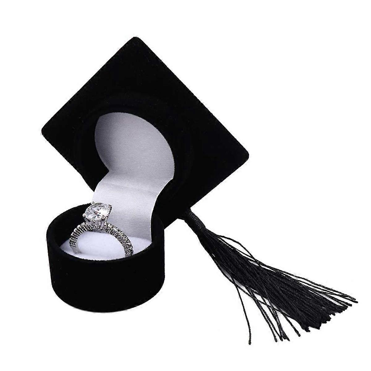 6PCS Mini Ring Box Graduation Cap Ring Box Bachelor Cap Ring Box Velvet Graduation Hat Ring Box Single Ring Box