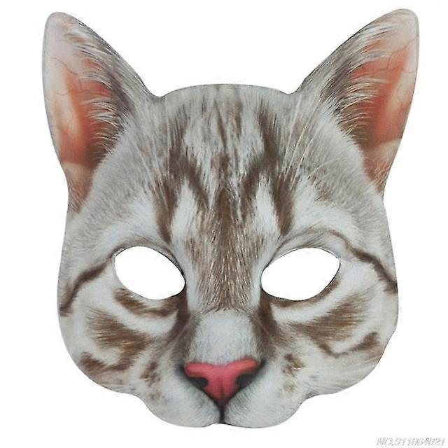 Unisex Cute Half Face Cat Mask Role Play Costume Prop Animal Carnival Party Mask with Elastic Strap for Halloween Party Dropship