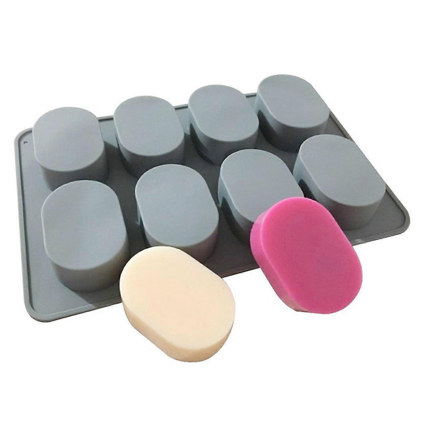 Silicone Soap Mold, 8 Cavity Oval Silicone Soap Mold For Handmade Diy Soap Making Tool