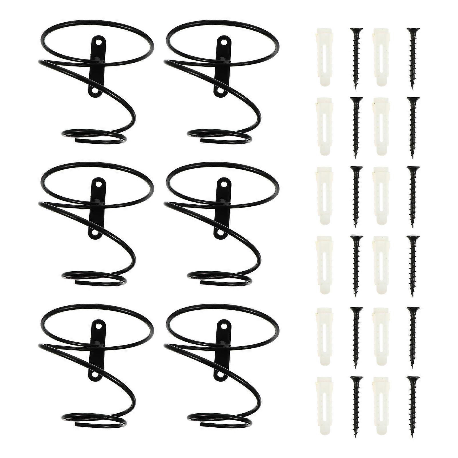 6pcs Single-bottle Wall-mounted Wine Racks Creative Storage Wine Racks (Black)