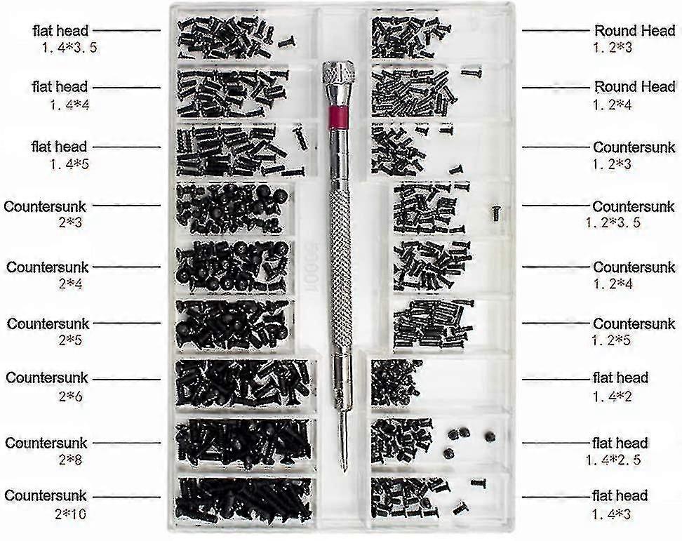 2024 500 Pcs Micro Screws Tiny tap Screws Assortment Kit