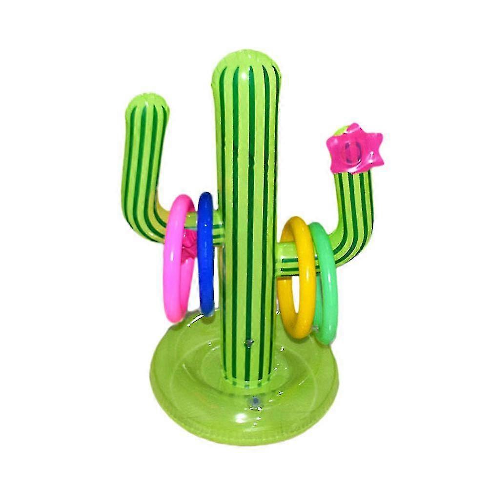 Gonflabil Cactus Ring Toss Game Set Target Toss Floating Swim Ring Toss include cactus gonflabil,4 inele de culoare pentru Fiesta Party Accesorii Haw