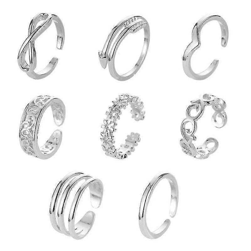 8pcs / set Mode Simple Toe Ring Réglable Pied Plage Bijoux