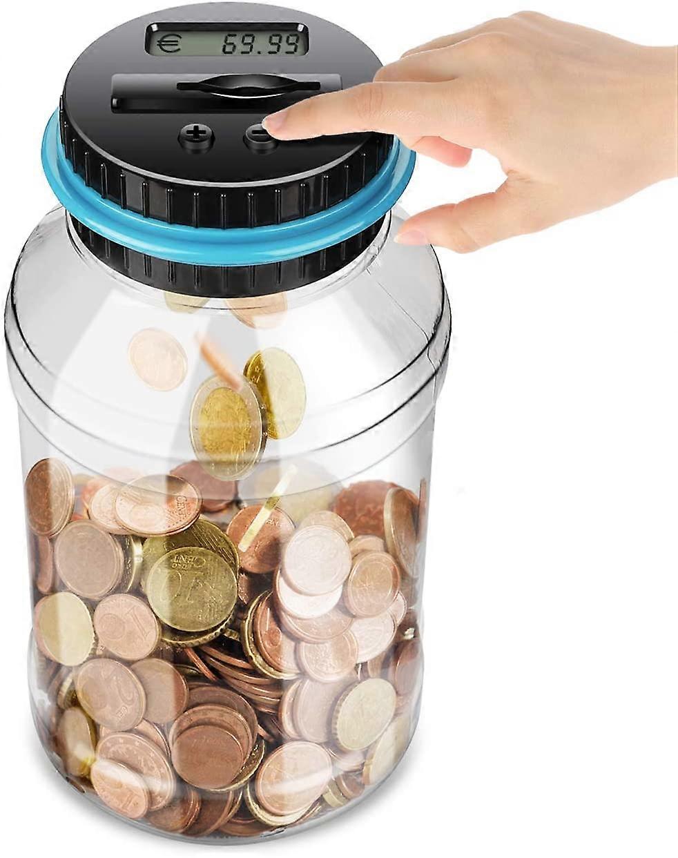 Salvadanaio Contenitore Euro, YUNYODA Piggy Bank Display a Cristalli Liquidi Grande capacità Conteggio Scatola Moneta Salvadanaio Contenitore Pentola Regalo per Bambini (1.5L