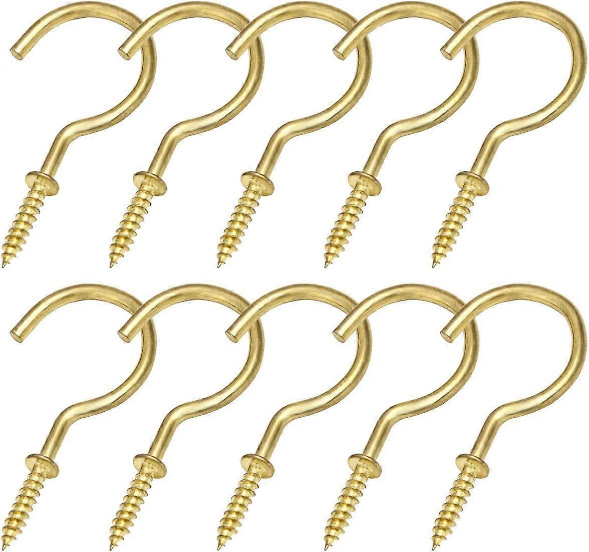 10 Pack Ceiling Hooks, 2 Inch Metal Screw Hooks, Plant Hanger Ceiling Hook, Cup Mug Hooks, Key Hooks, Necklace Hooks, Kitchen Hooks Great for Indoor O