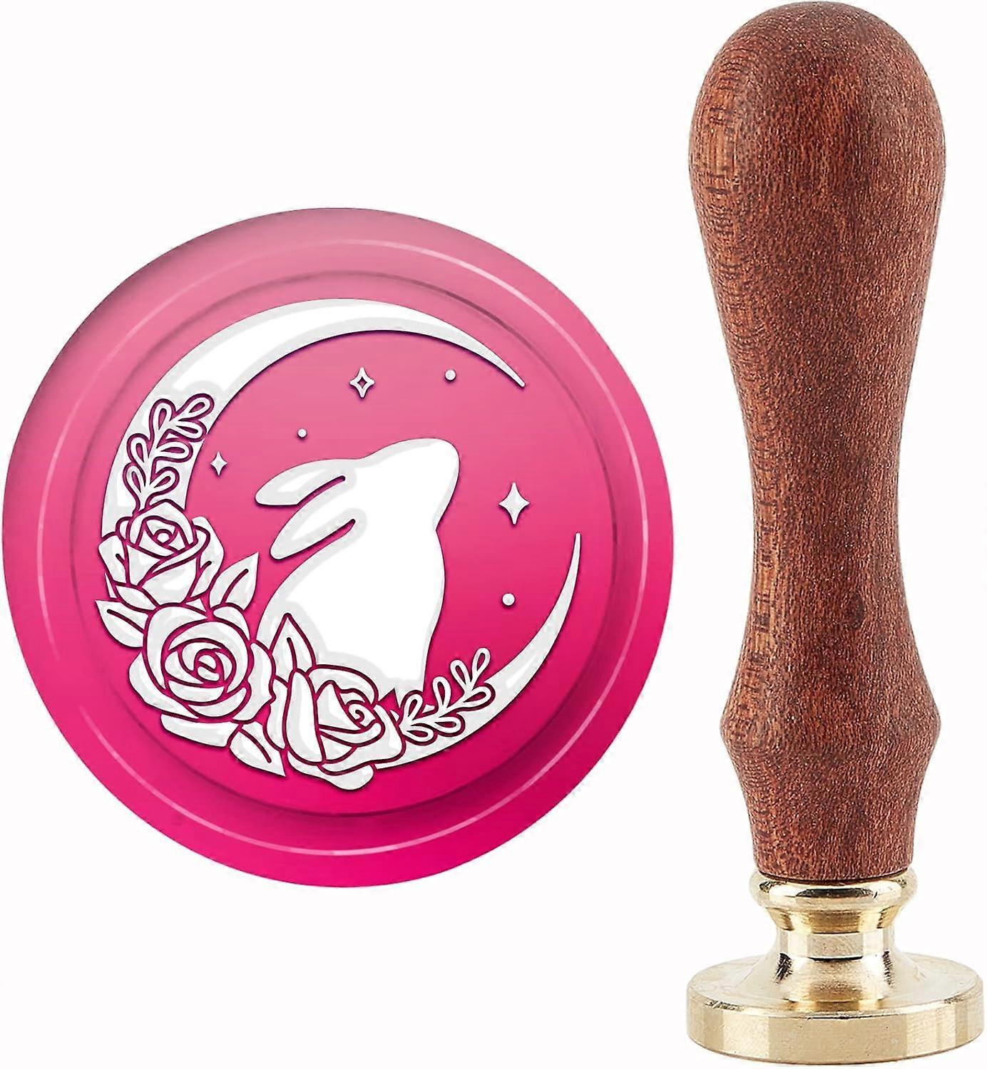 Brass Wax Seal Stamp with Handle for DIY Scrapbooking Moon Pattern 89x30mm DIY