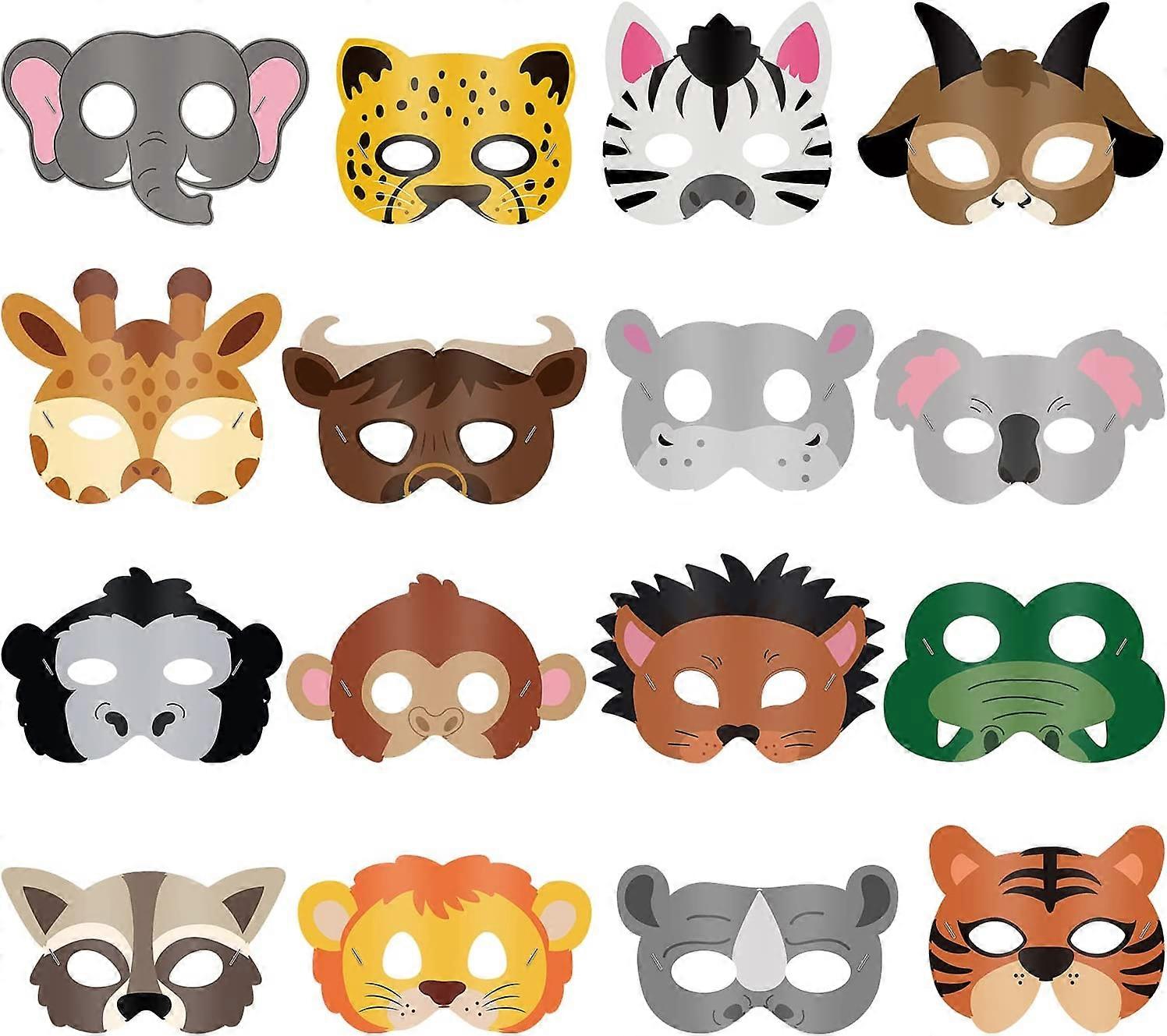 16 قطعة أقنعة حزب زي تفضل مع 16 وجه مختلف للحيوانات الأليفة مزرعة الغابة سفاري موضوع عيد ميلاد حزب هالوين