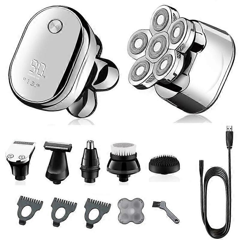 6 In 1 Electric Shaver Multifunction Digital Display Electric Razor Waterproof Hair Trimmer Beard Wet Dry Men Shaving Machine