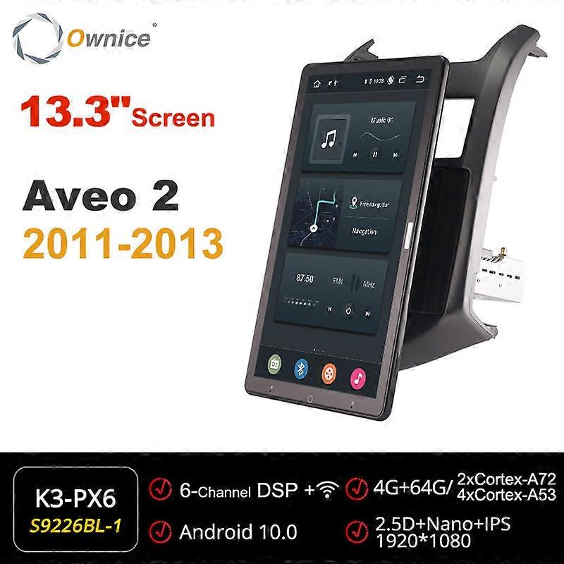 Tesla style PX6 13.3" DSP Android 10.0 Car DVD Player Auto Rotatable Navigation GPS For Chevrolet Aveo 2 2011-2013 Stereo Radio