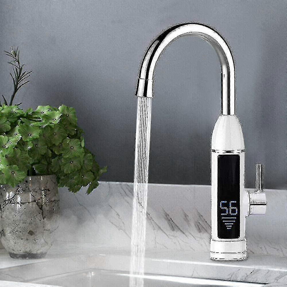Electric Water Faucet, 3000w 220v Kitchen Water Heater Heated Water Faucet With Built-in Water Heater, Water Faucet With Temperature Display, 360 Rota