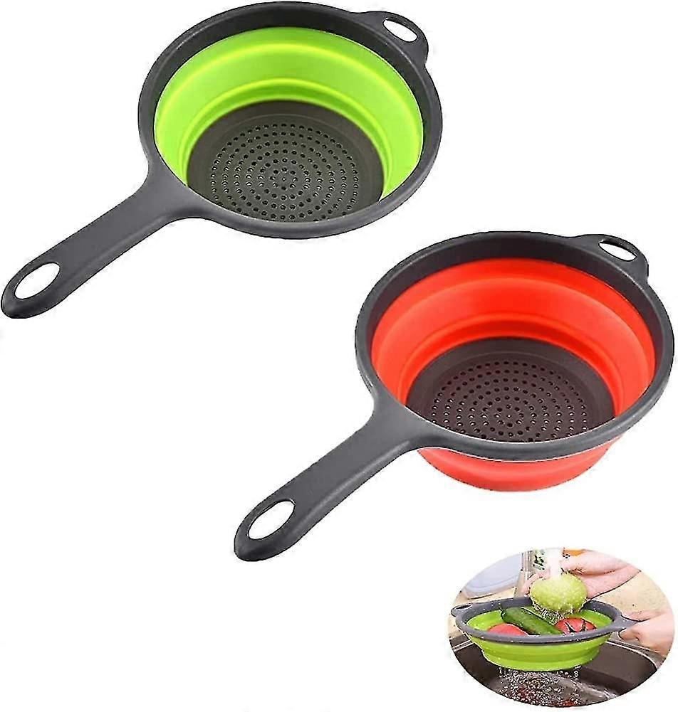 2 Pack Gift Kitchen Foldable Silicone Strainer Colanders, Collapsible