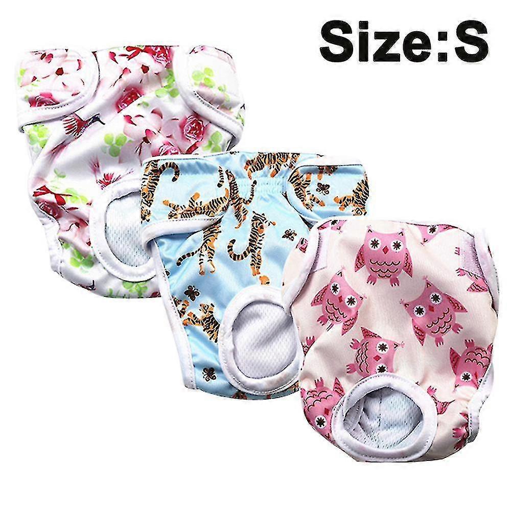 Pack Of 3 Reusable Washable Dog Diapers, Highly Absorbent Dog Physiological Pants Sanitary Style 2 S