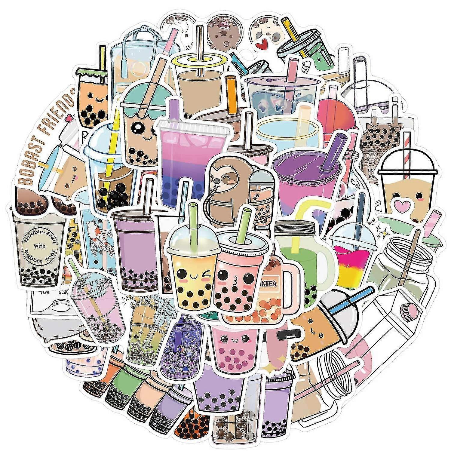 50 Bubble Tea Doodle Sticker Decorations
