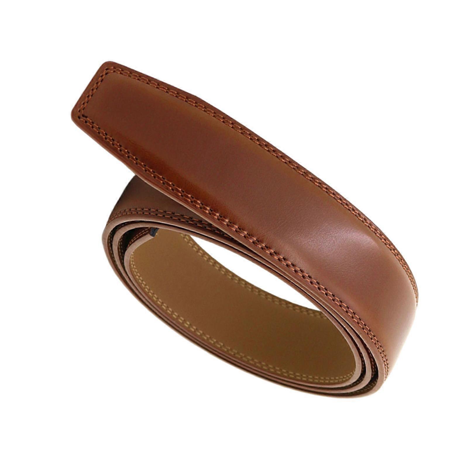 120cm High Quality Leather Belt Strap Without Automatic Buckle for Men Brown