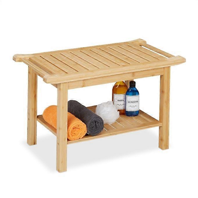 Bamboo bathroom stool with handle