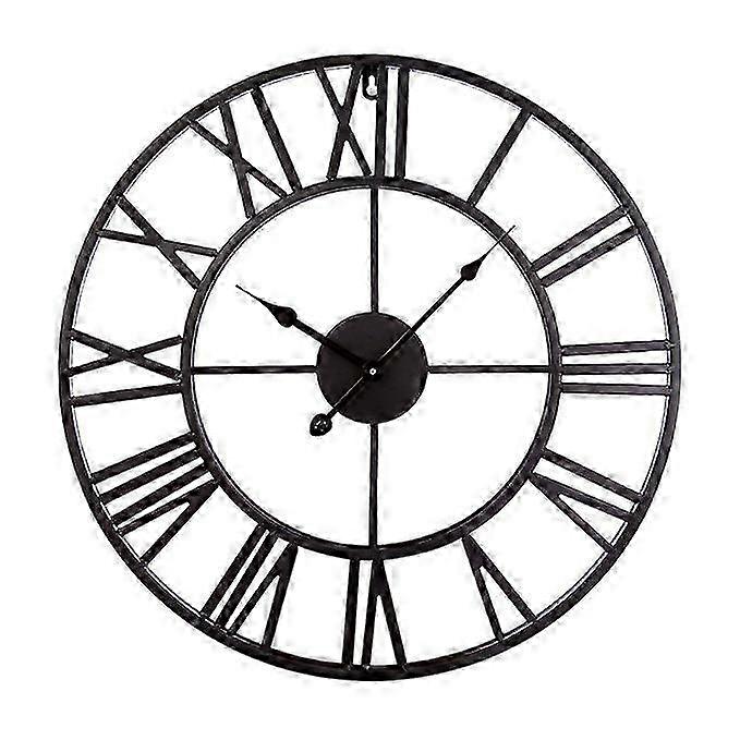 16 Inch Round Wall Clock Silent Black