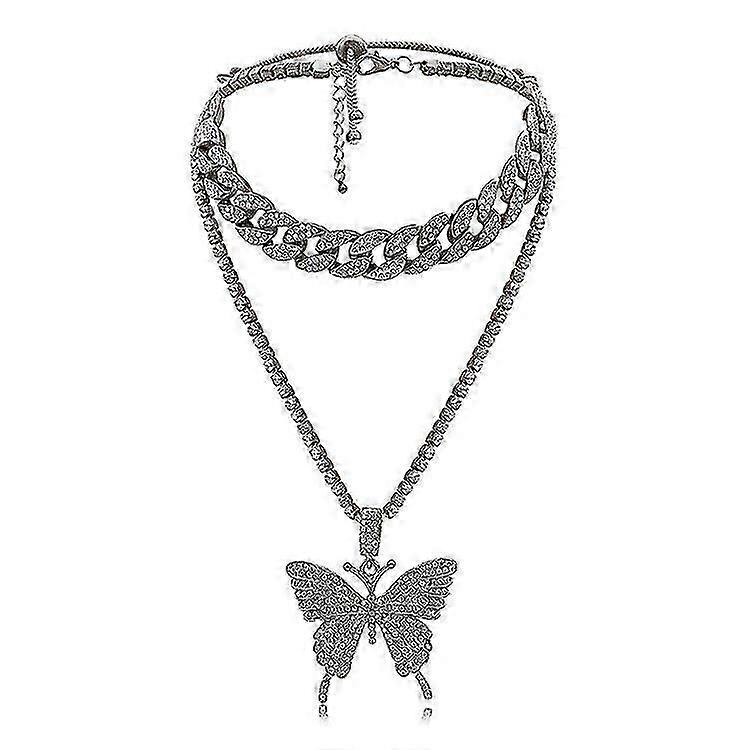 Rocker Butterfly Collier Punk Déclaration Longue Chaîne Collier Choker